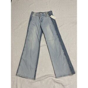KanCan The Clara Asymmetrical Straight High Rise Flare 2 Tone Jeans Sz 3/25